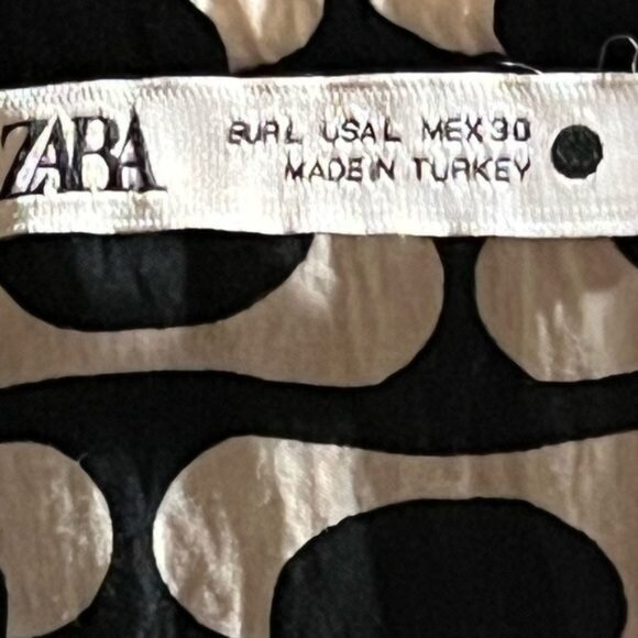 Zara The Paula Dress Black White Graphic Print Mini Ruffle Missing Belt Large - Picture 9 of 10